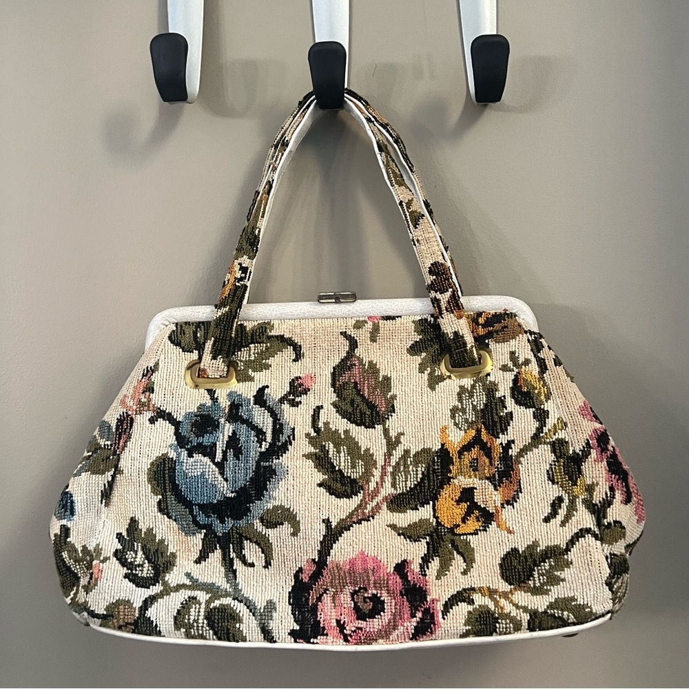 1960’s Floral Vintage Carpet Tapestry Bag